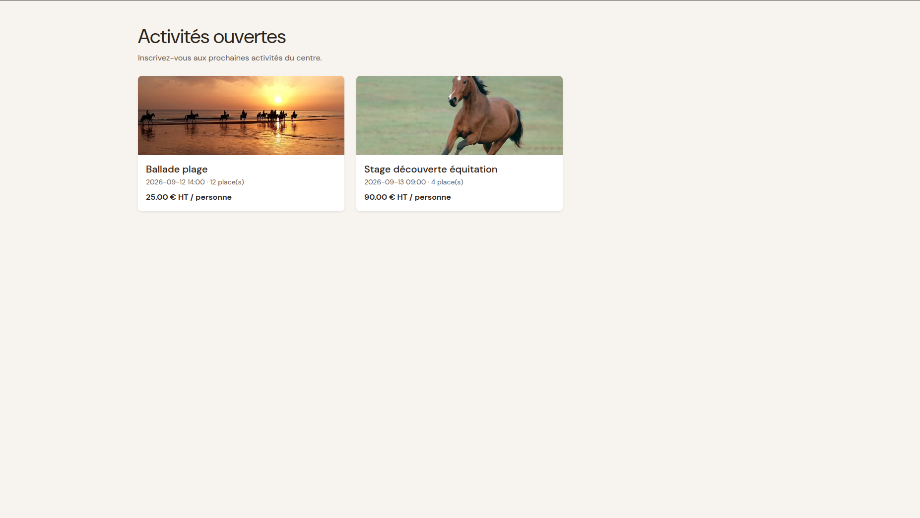 Catalogue d’activités public Equi-Web