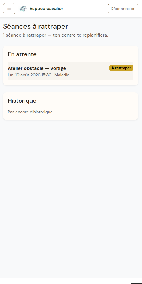Une absence déclarée simplement — espace cavalier Equi-Web