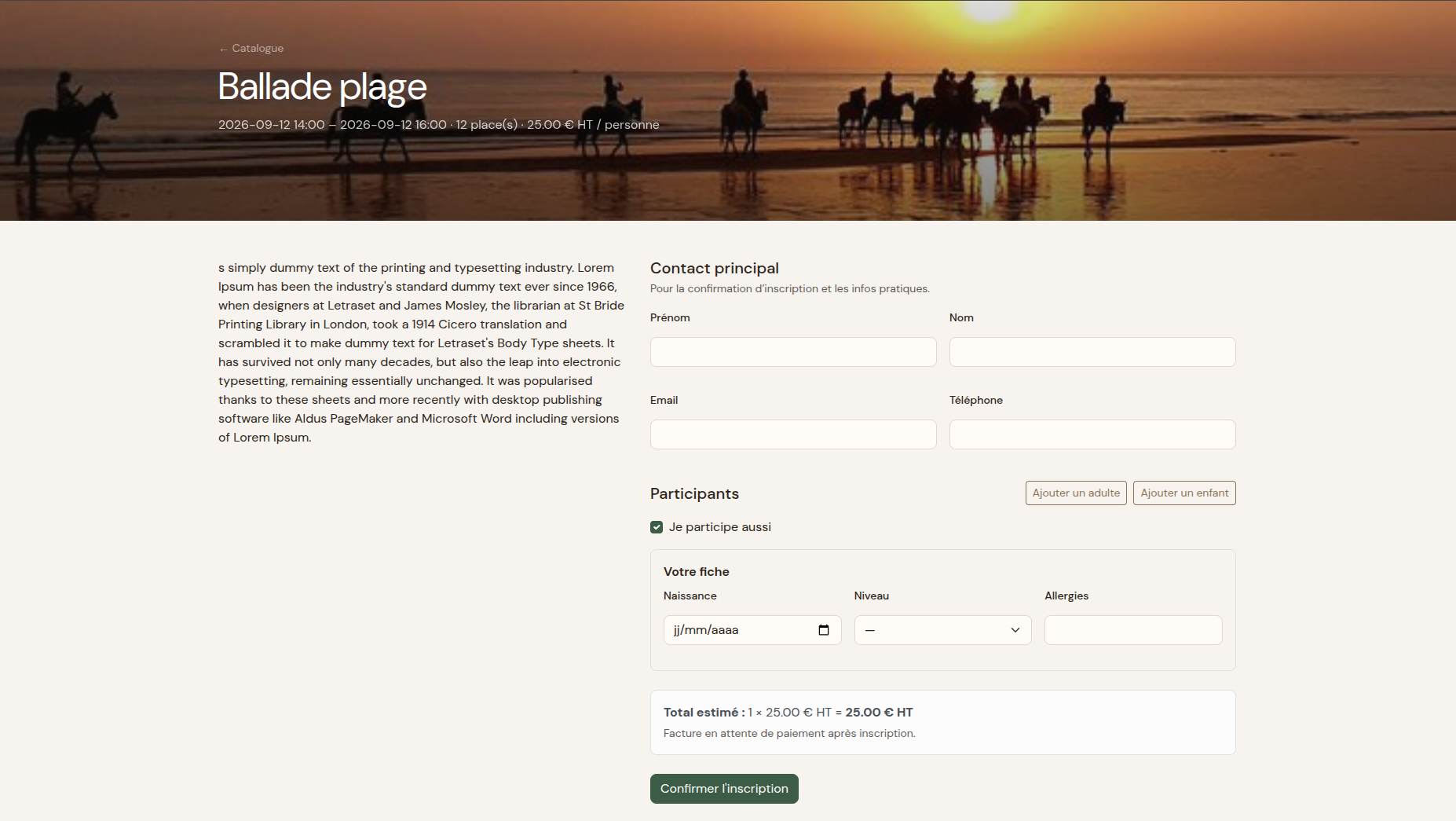 Un parcours d’inscription simple pour vos cavaliers