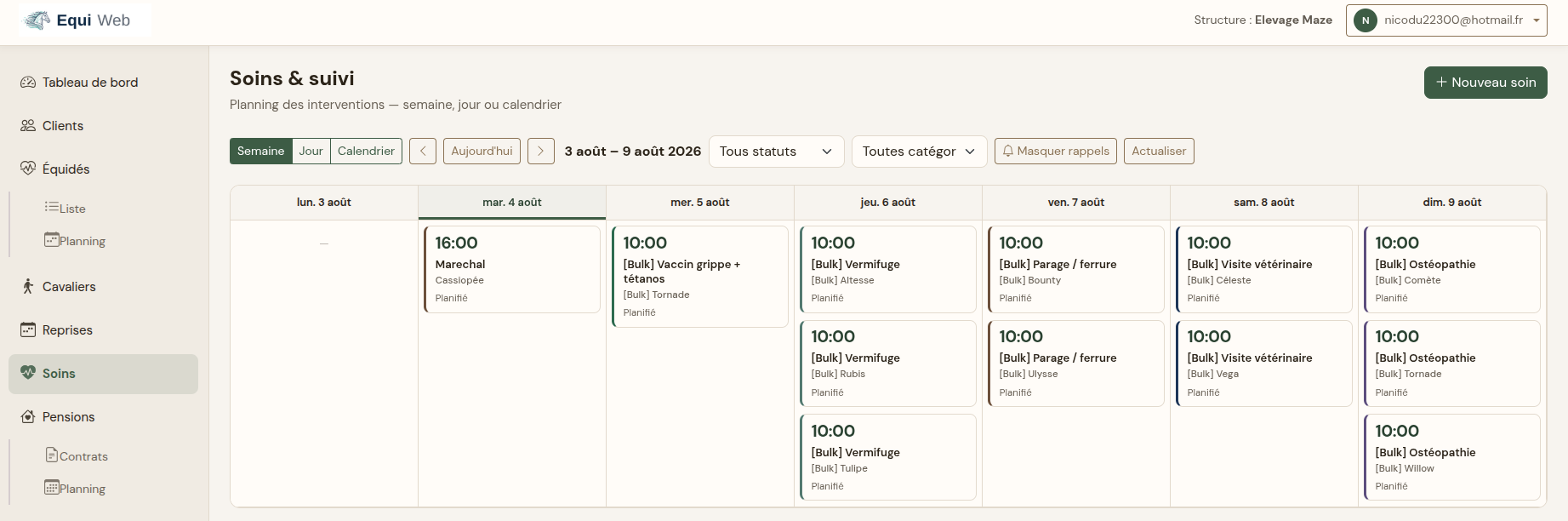 Planning des soins